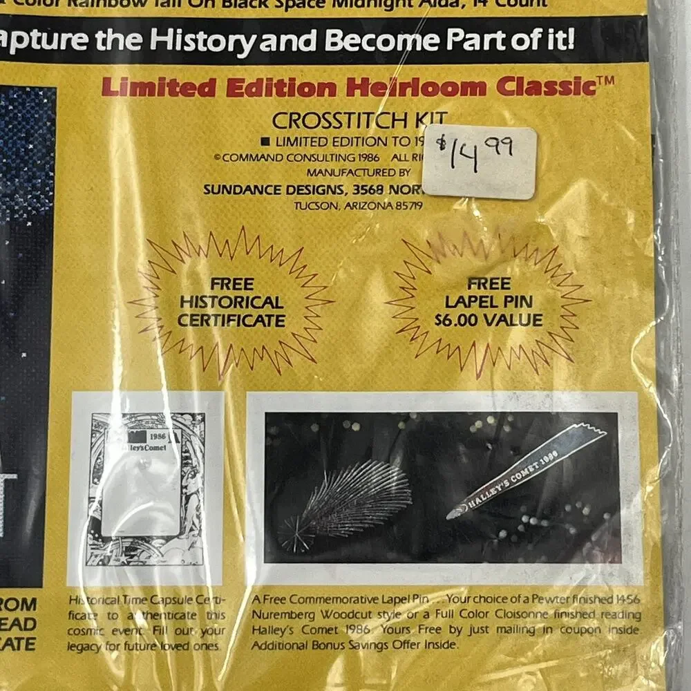 Vintage 1986 Halleys Comet Cross Stitch Kit 9x12 Space Sundance Designs Sealed
